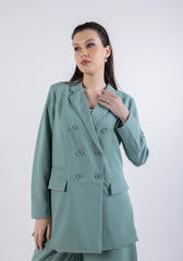 Double-Breasted Longline Blazer