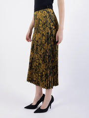 2301001-تنورة ميدي مطوية بطبعة زهور