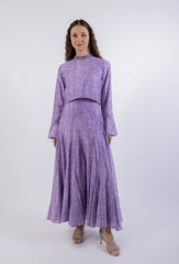 Cropped Crystal-Trimmed Top with Subtle Pattern