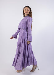 Cropped Crystal-Trimmed Top with Subtle Pattern