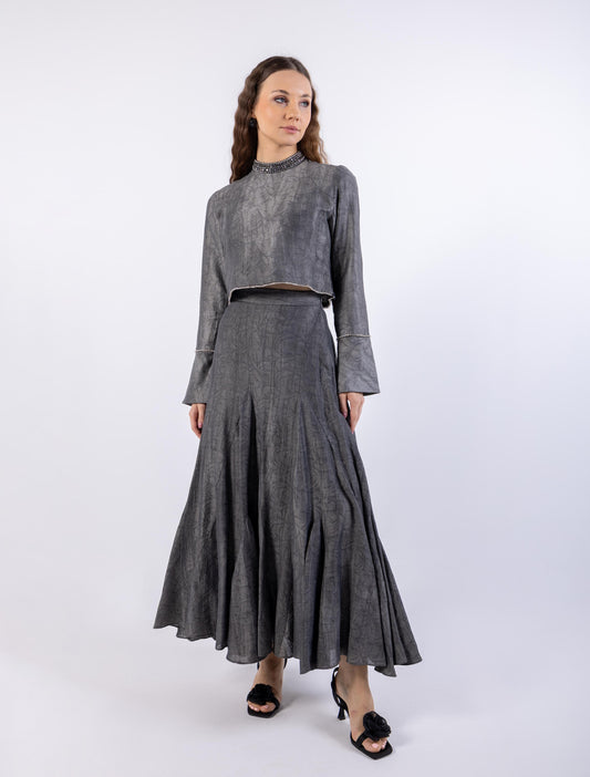 Flowy Textured Maxi Skirt