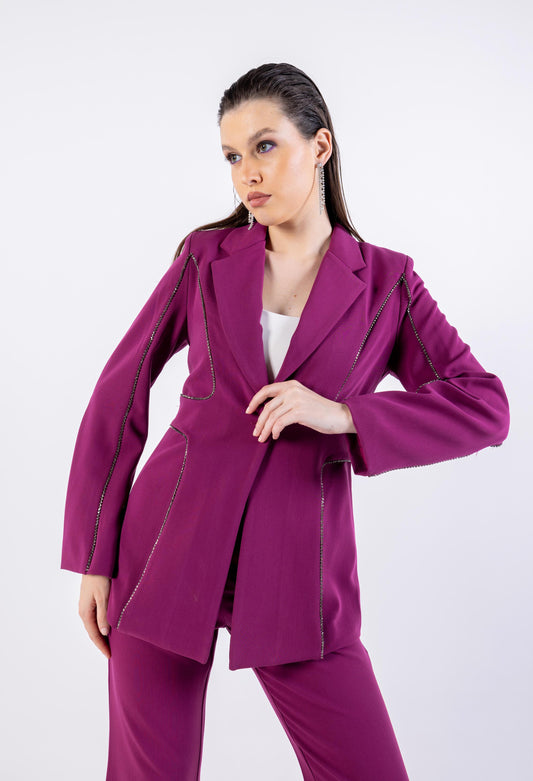 Silver Embellished Blazer\ رزيلب نيزم نوللاب يضفلا