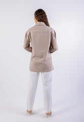 قميص بحاشية غير متماثلة ميتاليك مزخرف/قميص مطروح معدني غير متماثل