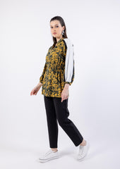 جاكيت بسحاب بطابع رياضي ونقشة زهور