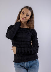 Ruffles All Over Solid Top\ ةزولب ةنيزم تايطب هداس