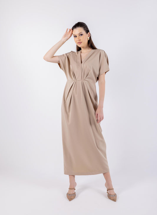 Draped V-Neck Minimalist Dress