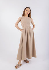 Lace-Up Back Sleeveless Flare Dress