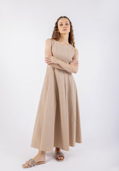 Lace-Up Back Sleeveless Flare Dress