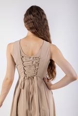 Lace-Up Back Sleeveless Flare Dress