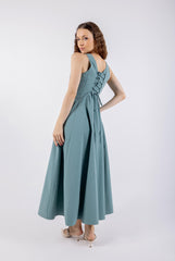 Lace-Up Back Sleeveless Flare Dress