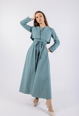 Lace-Up Back Sleeveless Flare Dress