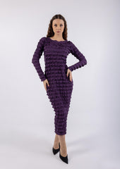 Ruffles All Over Solid Midi Dress\ ناتسف يديم نولب دحوم عم تاقبط نم ليتنادلا