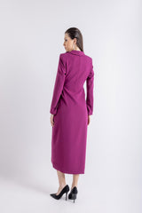 Overlap Rose Broche Shoulder Midi Dress\سف يديم ميمصتب لخادتم عم شورب يدرو ىلع ف