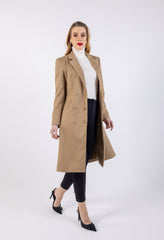 Classic Double-Breasted Long Sleeve Coat