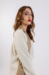 Two-Tone Quilted Sleeve Long Coat