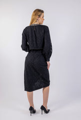 Embroidered Neckline Sketched Design Crop Top