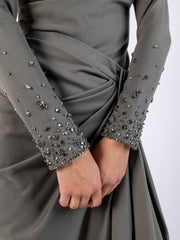 Elegant High Neck Embellished Sleeve Blouse