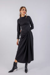Elegant Draped High-Waist Skirt