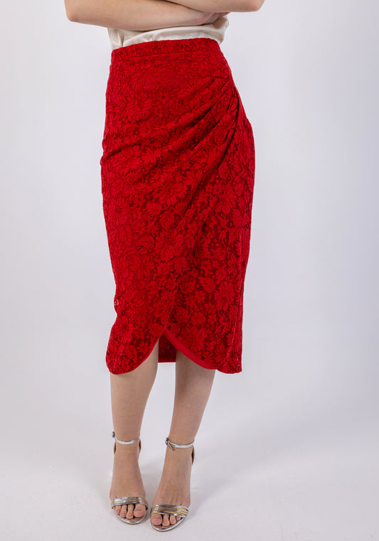 تنورة ميدي ضيقة من الجلد المدبوغ