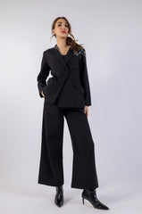 Handmade Embellished Black Double-Breasted Jacket