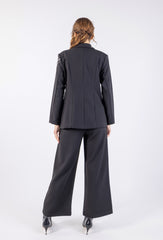 Handmade Embellished Black Double-Breasted Jacket