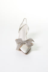 Crystal Bow Satin Slingback Heels – Elegant Glamour