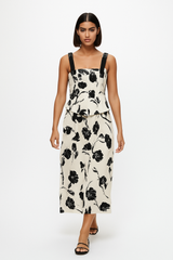 تنورة ميدي بقصة A-Line بطبعة زهور