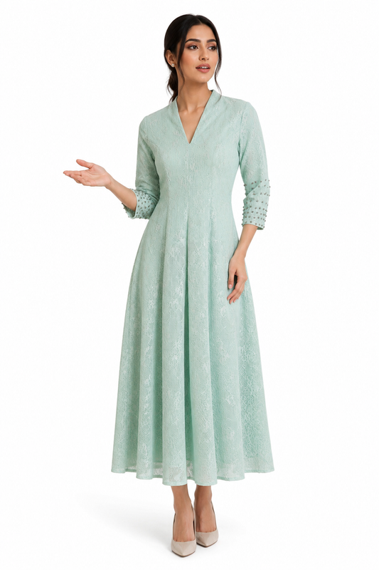 Celeste Embellished Lace Midi Dress