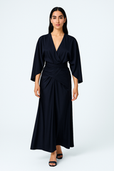 Elegant Wrap-Effect Satin Maxi Dress