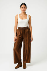 Metallic Finish Wide-Leg Pant - Montania Shop