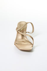 Metallic Gold Strap Sandals – Minimalist Mid Heel Elegance