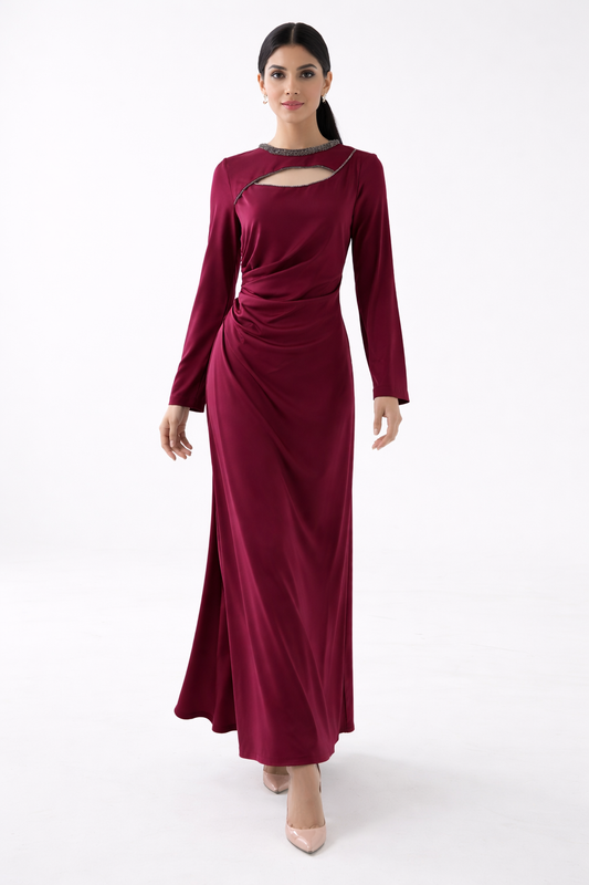 The Amara Embellished Cut-Out Evening Dress