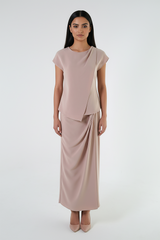 Asymmetric Overlay Cap-Sleeve Top