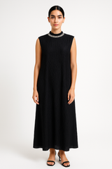 طقم مكون من قطعتين بتصميم مكسّر (فستان بلا أكمام + كارديغان)