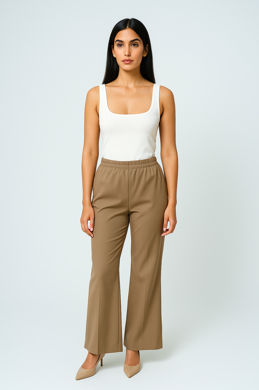 Elegant Wide-Leg Pants with Satin Side Detail
