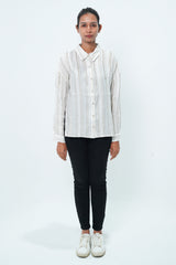 قميص مخطط مزين بحاشية عالية منخفضة