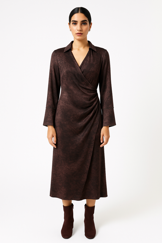 Textured Draped Midi Dress