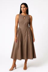 Sleeveless Midi Dress with Keyhole Detail