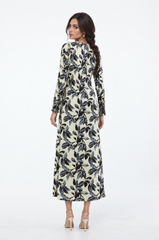 Floral Print Draped-Waist A-Line Maxi Dress