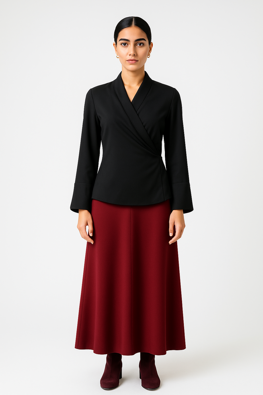 Wrap-Front Blouse with Soft Shawl Collar - Montania Shop