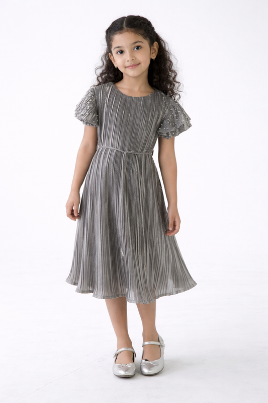 Girls’ Pleated Shimmer Dress