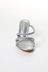 Women's Evening Heeled Sandals with Elegant Crystal Straps