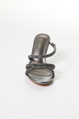 Women's Evening Heeled Sandals with Elegant Crystal Straps