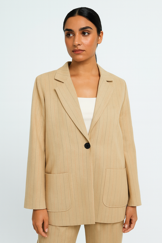Pinstripe Single-Breasted Blazer