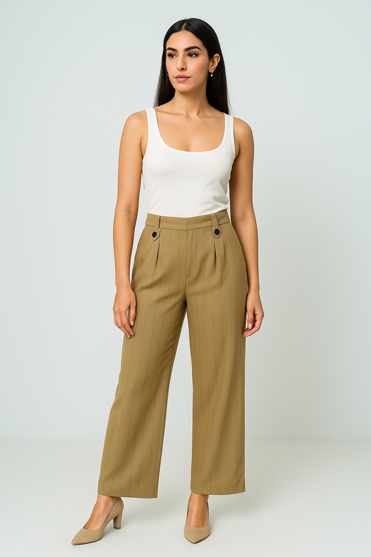 Pinstripe Wide-Leg Pants