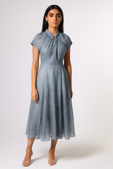 Gathered Neck Midi Dress