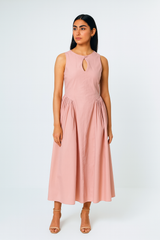 Sleeveless Midi Dress with Keyhole Detail