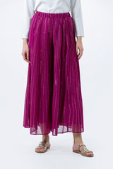 Pleated Wide-Leg Palazzo Pants with Metallic Detailing - Montania Shop
