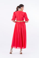 Regal Embroidered Maxi Dress with Metallic Accents - Montania Shop