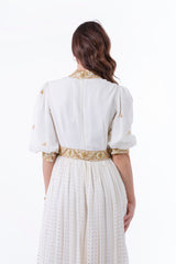 Regal Embroidered Maxi Dress with Metallic Accents - Montania Shop